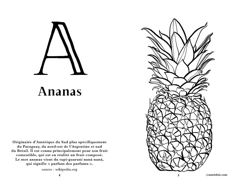 Abécédaire des fruits à colorier | Marie-Loïc Sénamaud