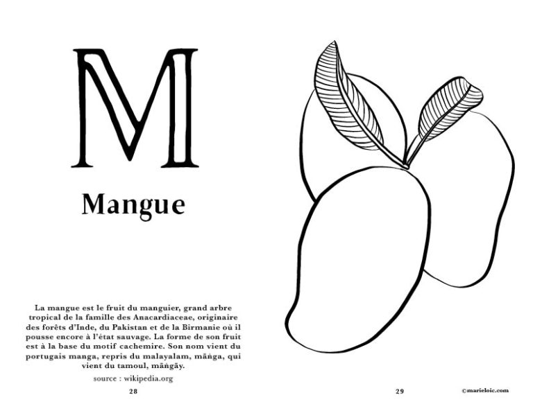 Abécédaire des fruits à colorier | Marie-Loïc Sénamaud